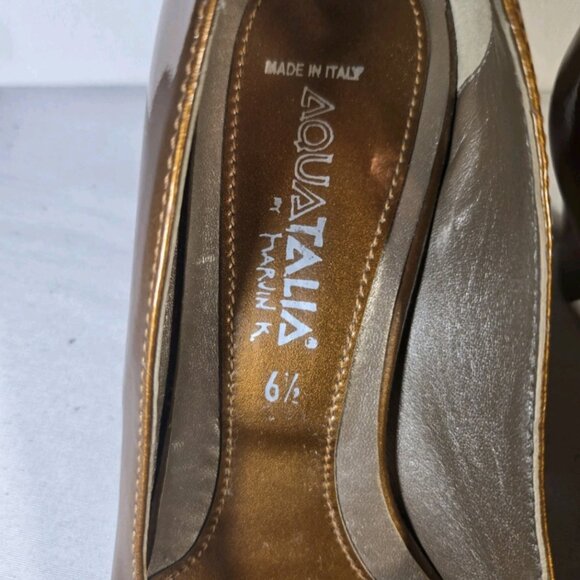 aquatalia by marvin k copper heels women sz6.5 open toe, heel defect - Picture 7 of 11